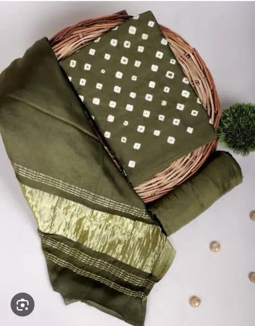 Semi Tussar Bhagalpuri Suit with Shibori Design – Elegant & Handcrafted Ethnic Wear